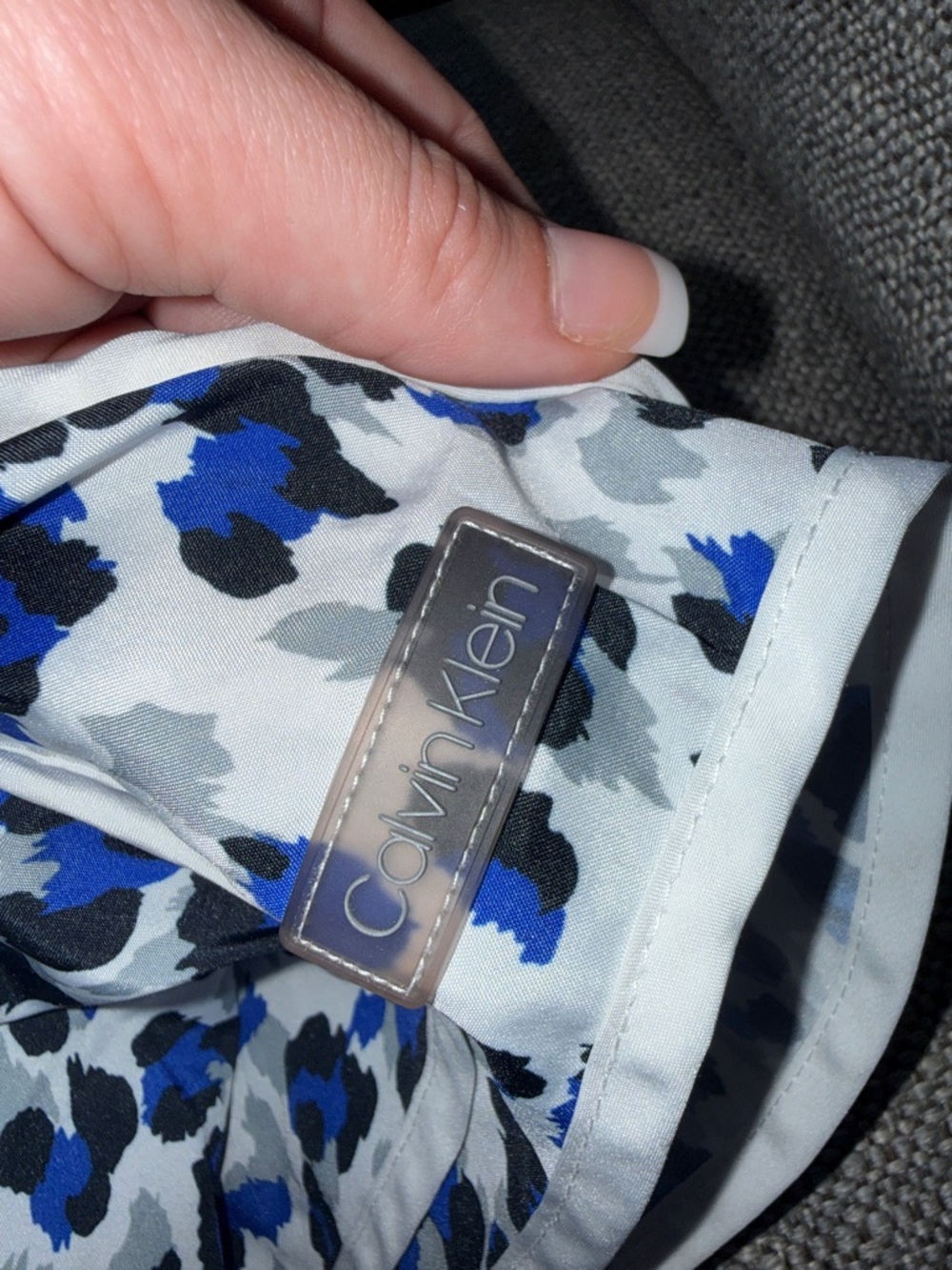 Calvin Klein White and Blue Leopard-Print Athletic Shorts - Picture 4 of 7